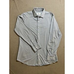 Mizzen+Main Trim Fit Button Up Shirt Men's M Blue Check Long Performance Sleeve.